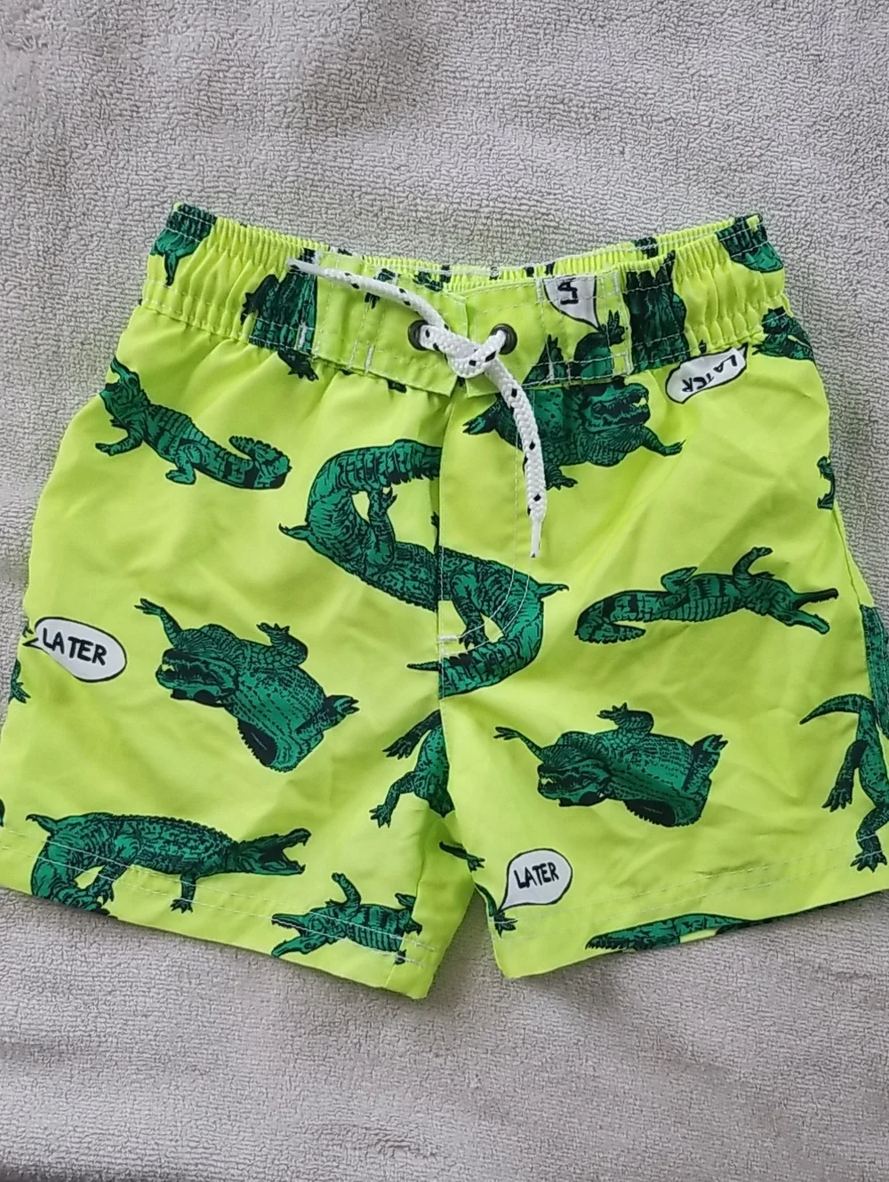 Carters Kids Neon Green Alligator Print Swim Shorts